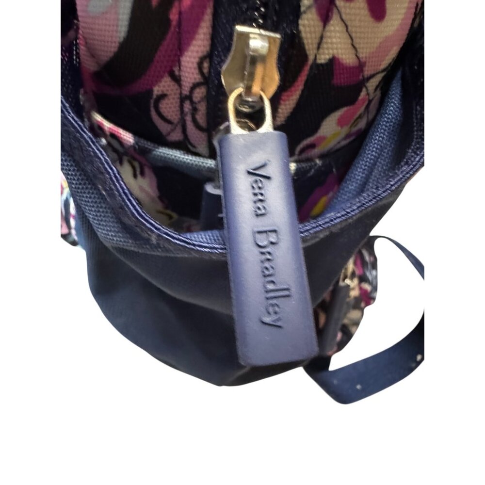 Vera Bradley Floral XL Backpack Navy & Pink With Multiple Compartments - Picture 5 of 11